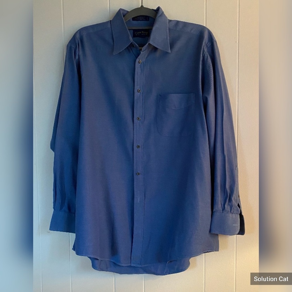 Blue Cotton Oxford Button Down Shirt 16 32/33 Charter Club